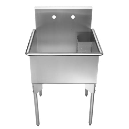 Whitehaus Brushed SS Sqr, Sgl Bowl Commerical Freestanding Utility Sink, Brushed S WHLS2424-NP